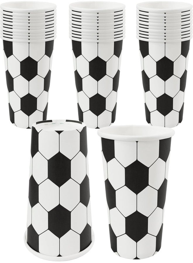 EaciTown Soccer Themed Paper Cups 9OZ Soccerball Pattern Drinking Cups Birthday Party Favors Soccer Baby Shower Supplies (30) - Image 1